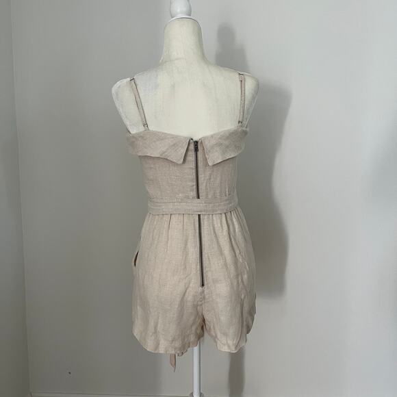 Alice + Olivia Flax Linen Sleeveless Shorts Romper sz 4 - Picture 4 of 7
